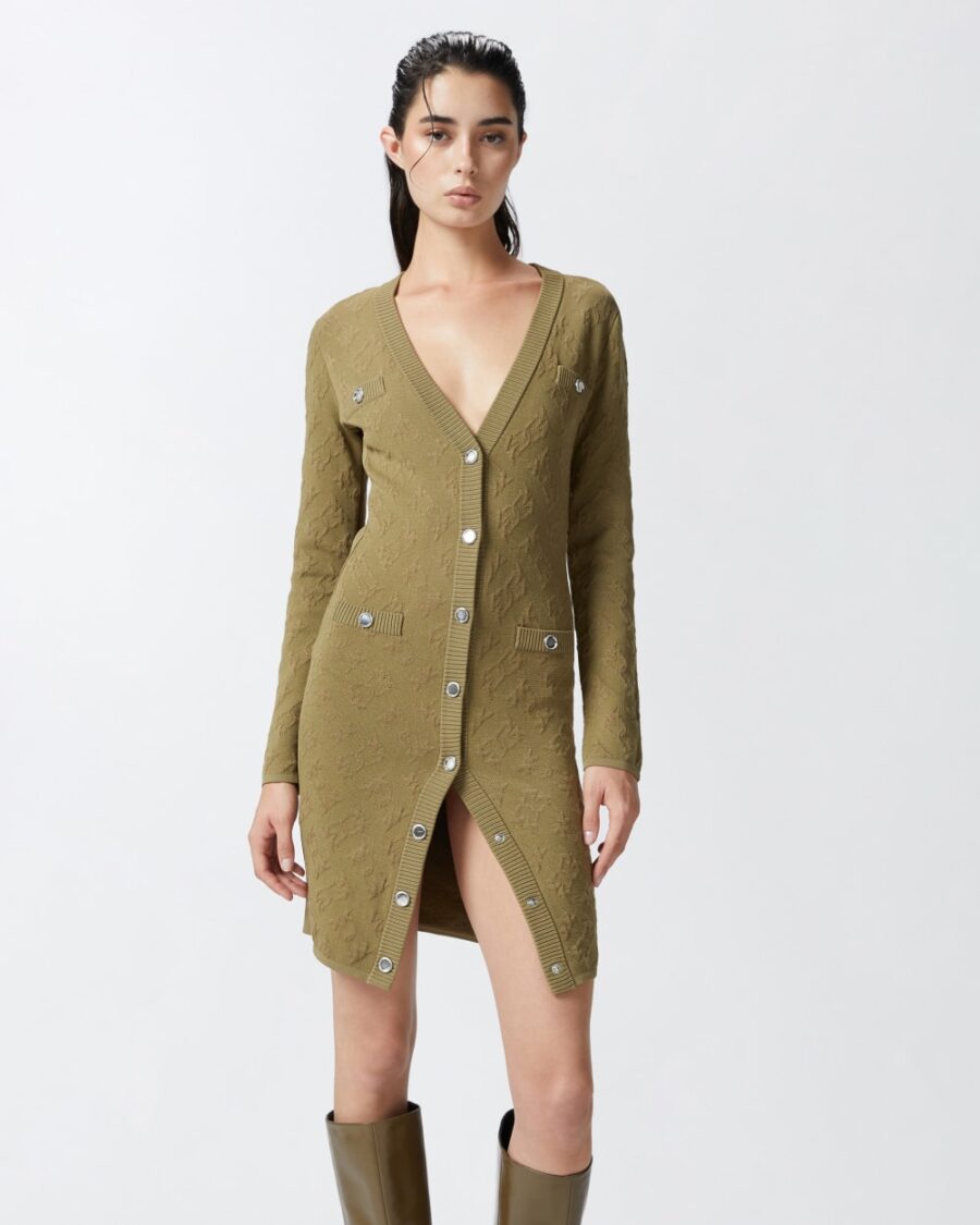 Abito cardigan in maglia jacquard logo - immagine 4