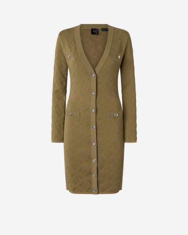 Jacquard logo knitted cardigan dress verde sabbiato