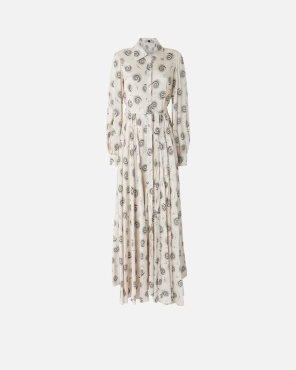 Long shirt dress with swirl print panna e nero