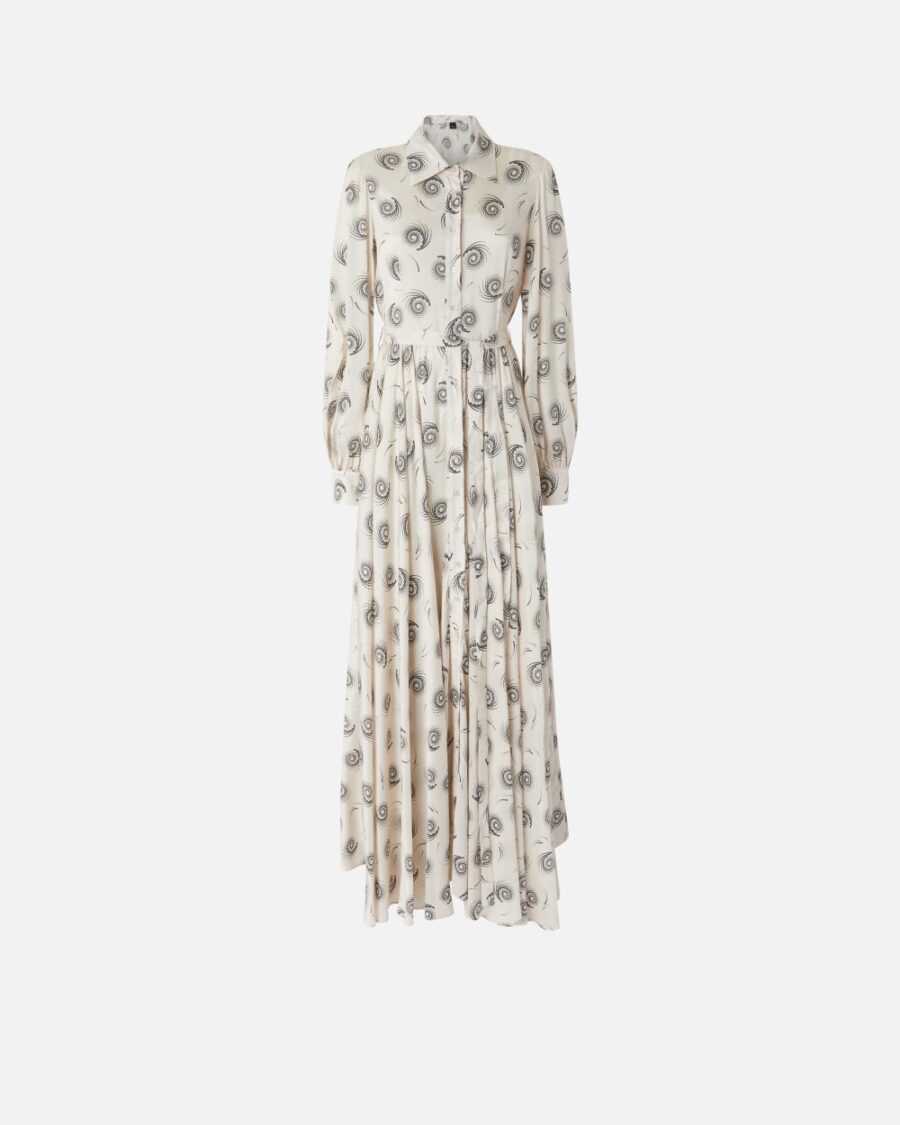 Long shirt dress with swirl print panna e nero