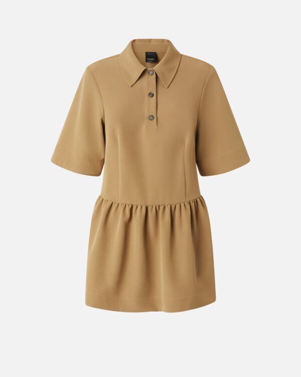 Polo-style mini dress made of technical fabric marrone lontra