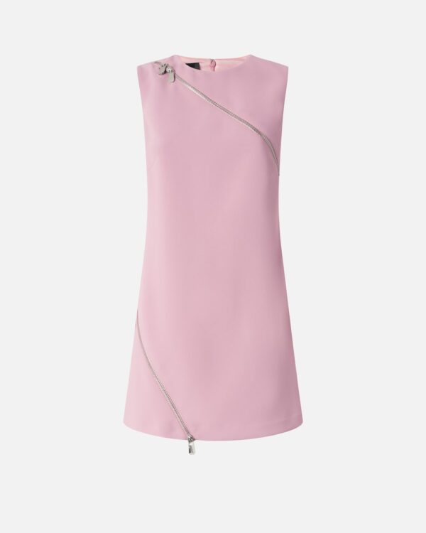 Mini dress with asymmetric zip rosa antico