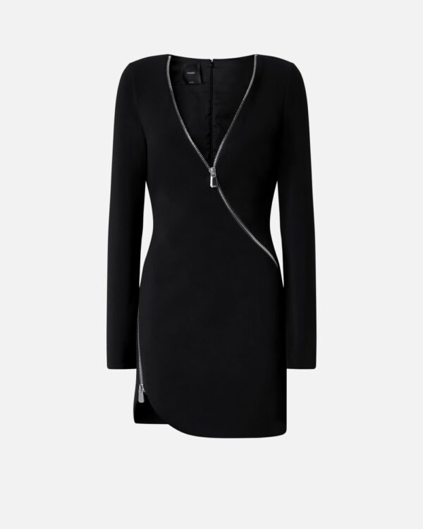 Abito corto con zip in metallo nero limousine