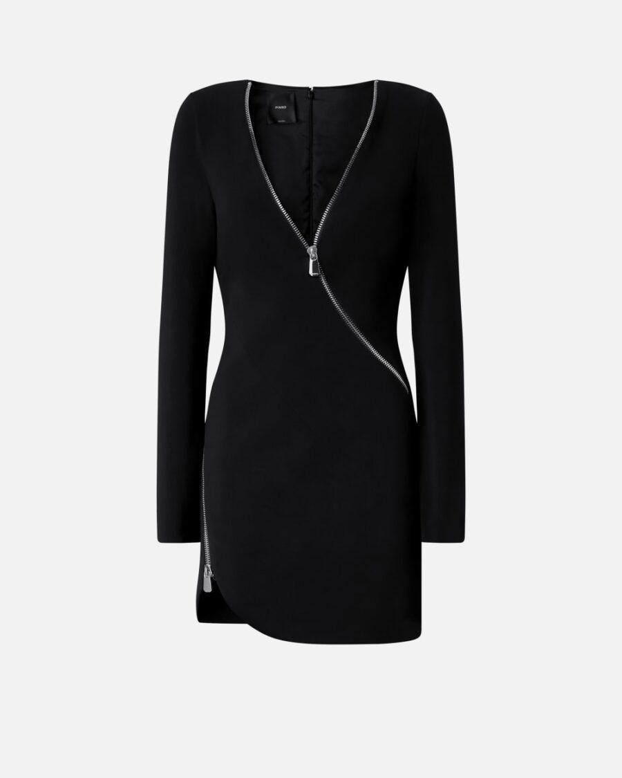 Abito corto con zip in metallo nero limousine