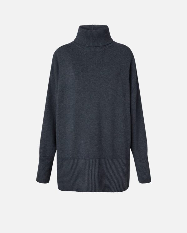 Abito corto in lana con collo alto dark grey