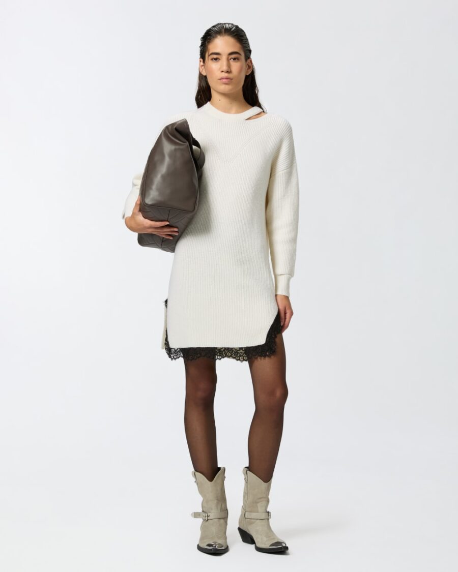 Abito corto in maglia con pizzo - immagine 4