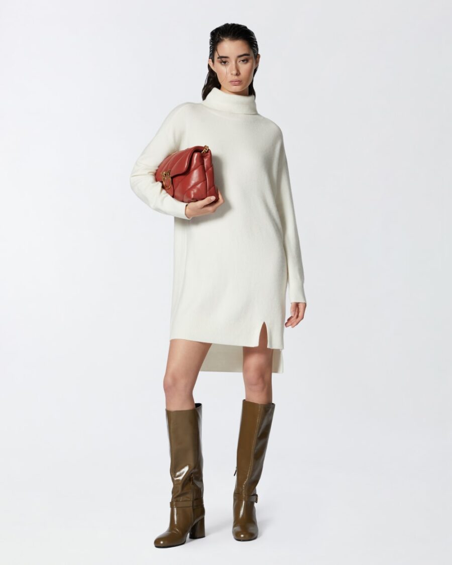 Cashmere-blend turtleneck dress with front slit - Image 4