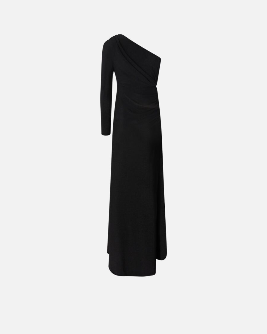 Elegant metallic jersey dress with draping - Image 2