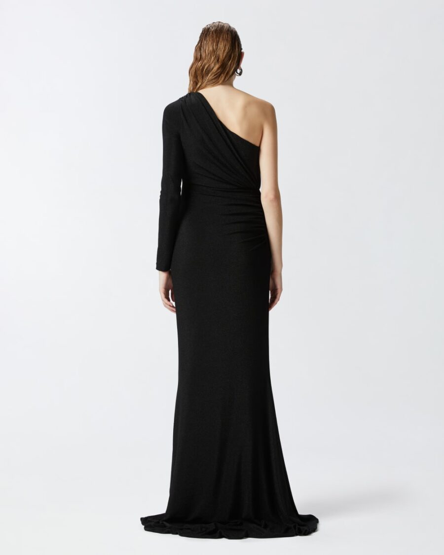 Elegant metallic jersey dress with draping - Image 6