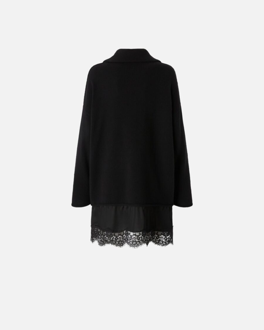 Abito in maglia con inserto in satin e pizzo - immagine 2
