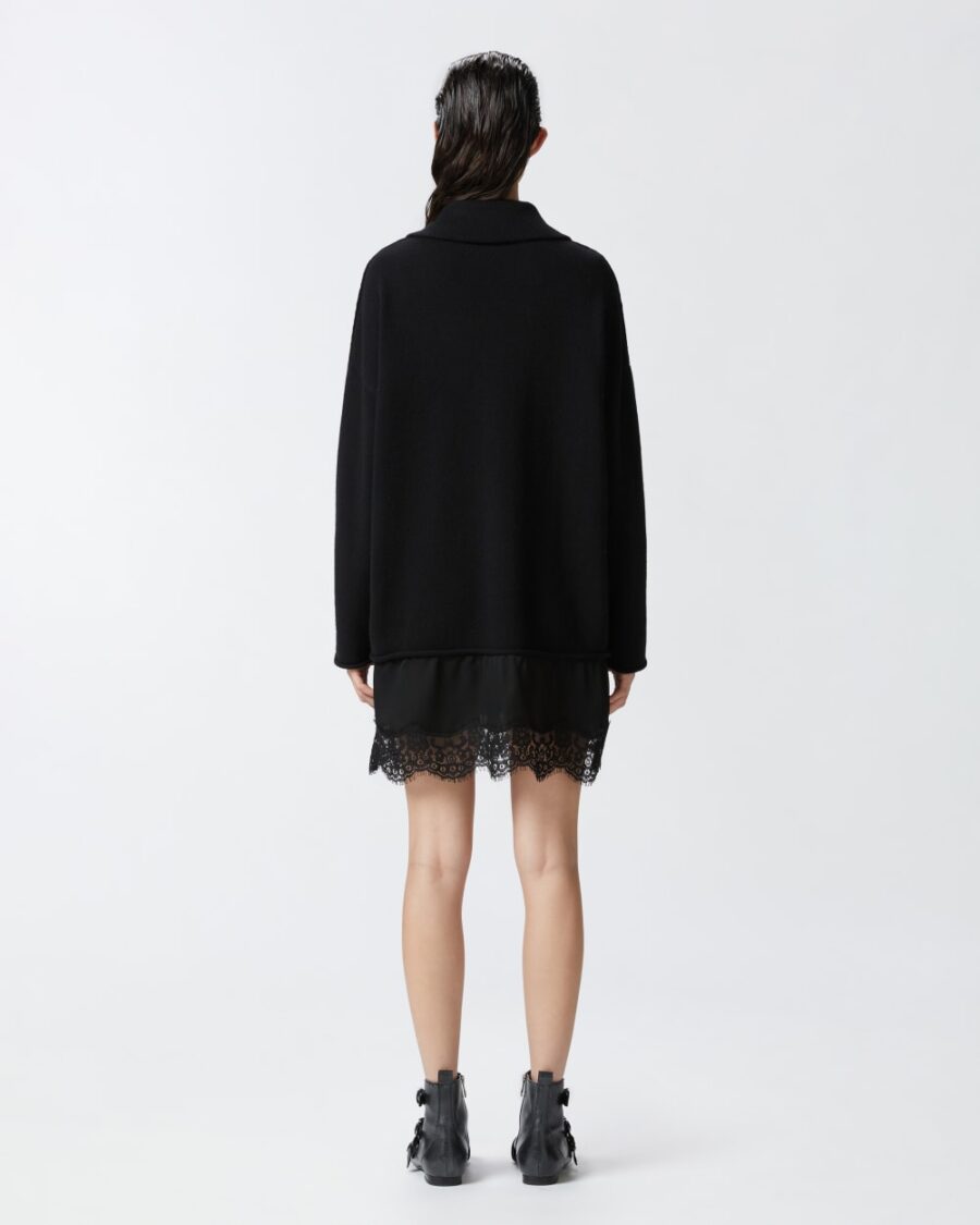 Abito in maglia con inserto in satin e pizzo - immagine 5
