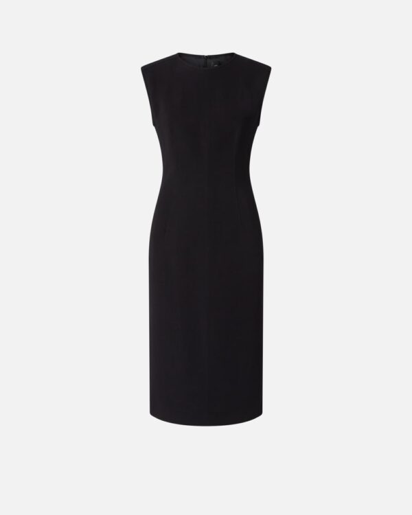 Sleeveless technical cady midi dress nero limousine