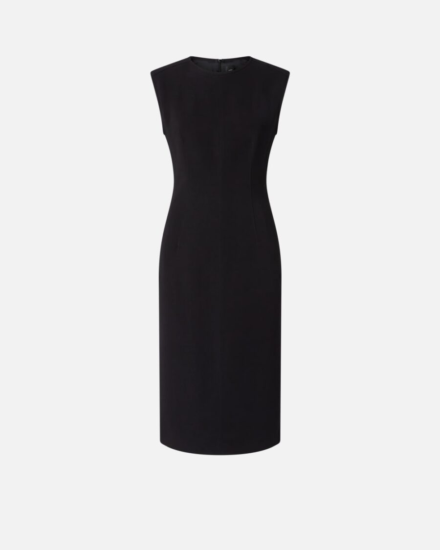 Sleeveless technical cady midi dress nero limousine