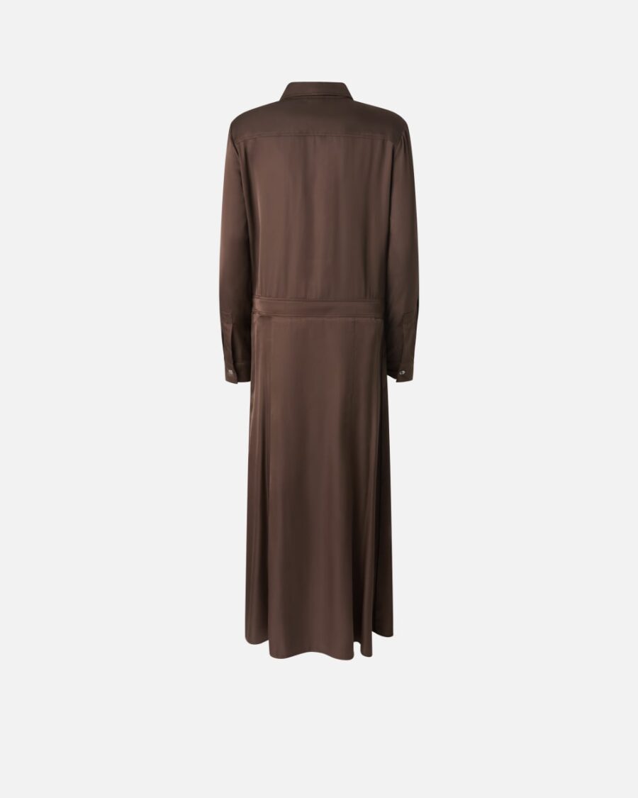 Abito lungo a camicia in satin - immagine 2