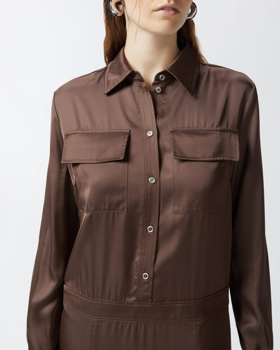 Abito lungo a camicia in satin - immagine 6