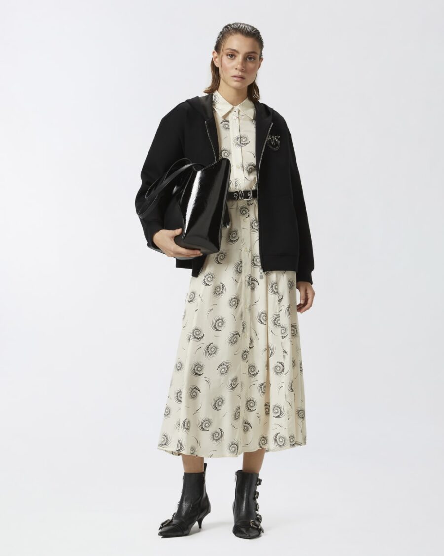 Abito lungo a camicia in twill stampa vortici - immagine 4