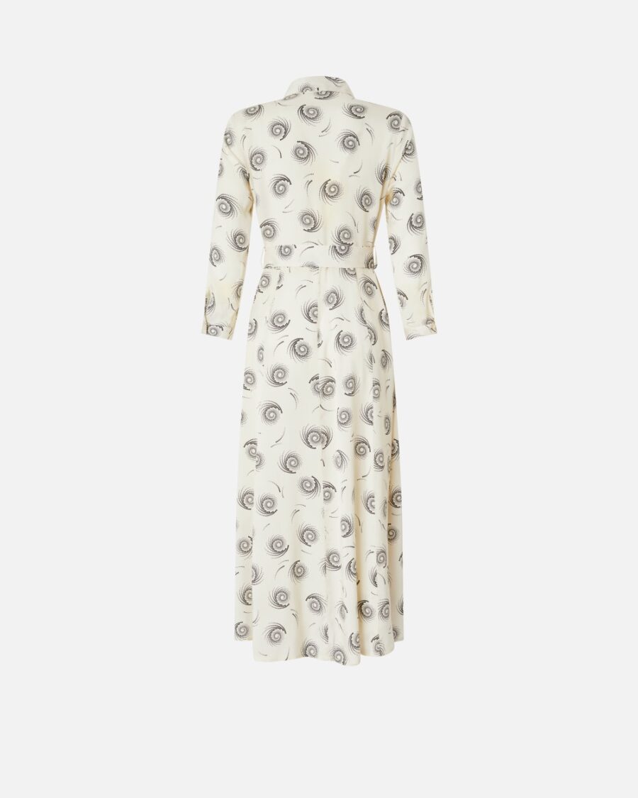 Abito lungo a camicia in twill stampa vortici - immagine 2