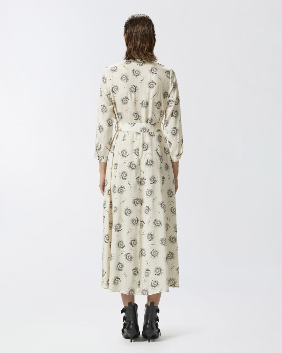 Abito lungo a camicia in twill stampa vortici - immagine 6
