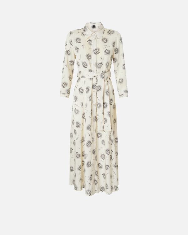Long shirt dress in swirl-print twill panna e nero