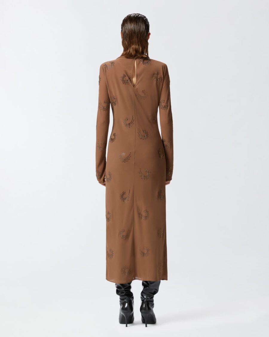 Long high-necked dress with rhinestone swirls - Image 5