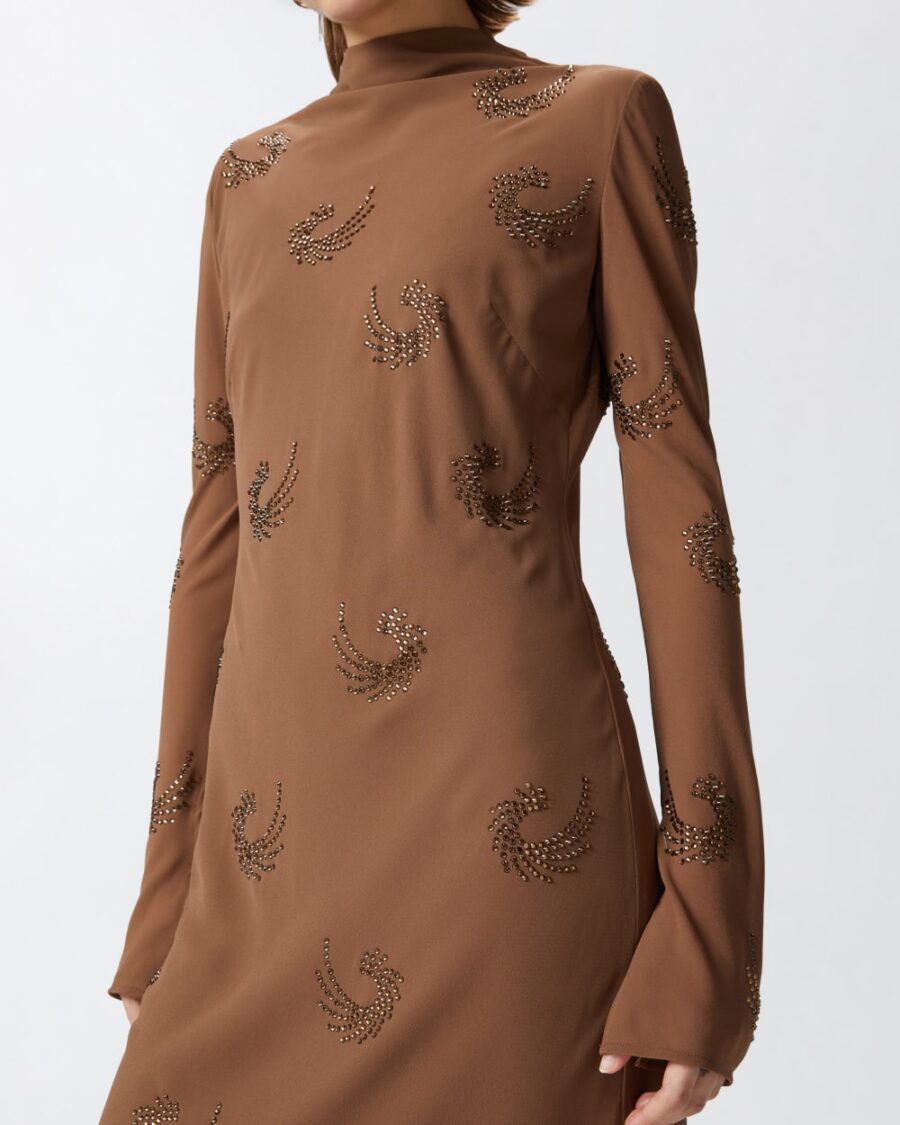 Long high-necked dress with rhinestone swirls - Image 6