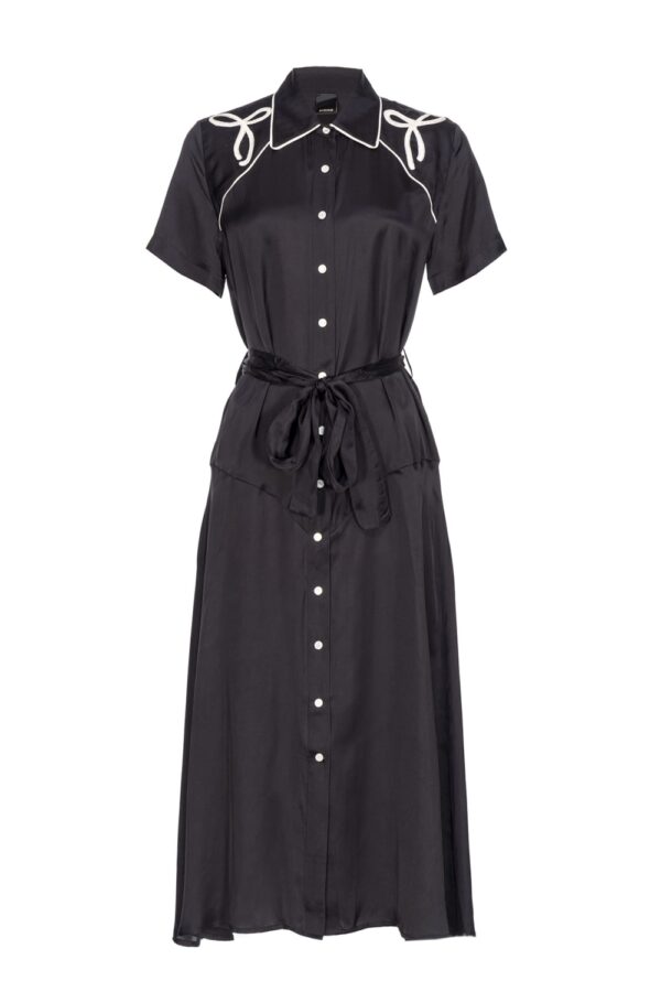 Abito lungo con bottoni nero e burro