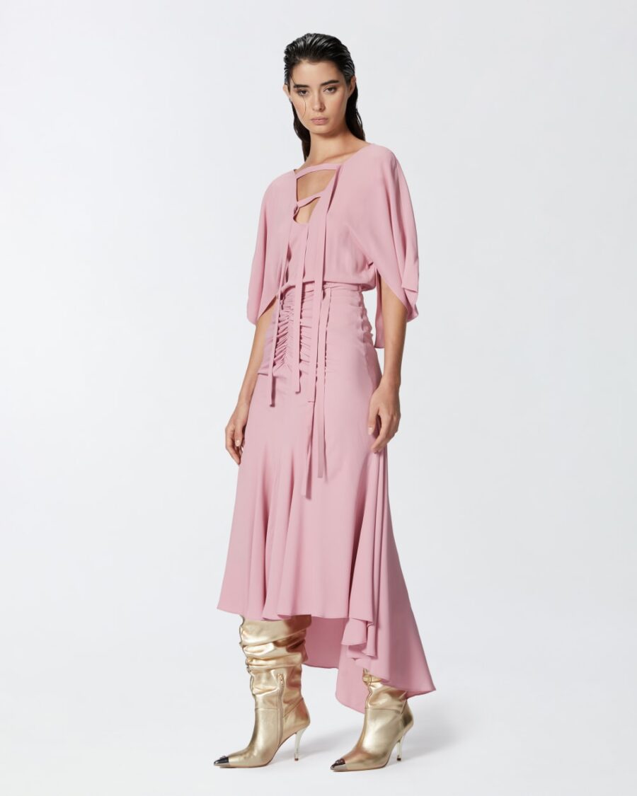 Long silk-blend crepe dress - Image 5