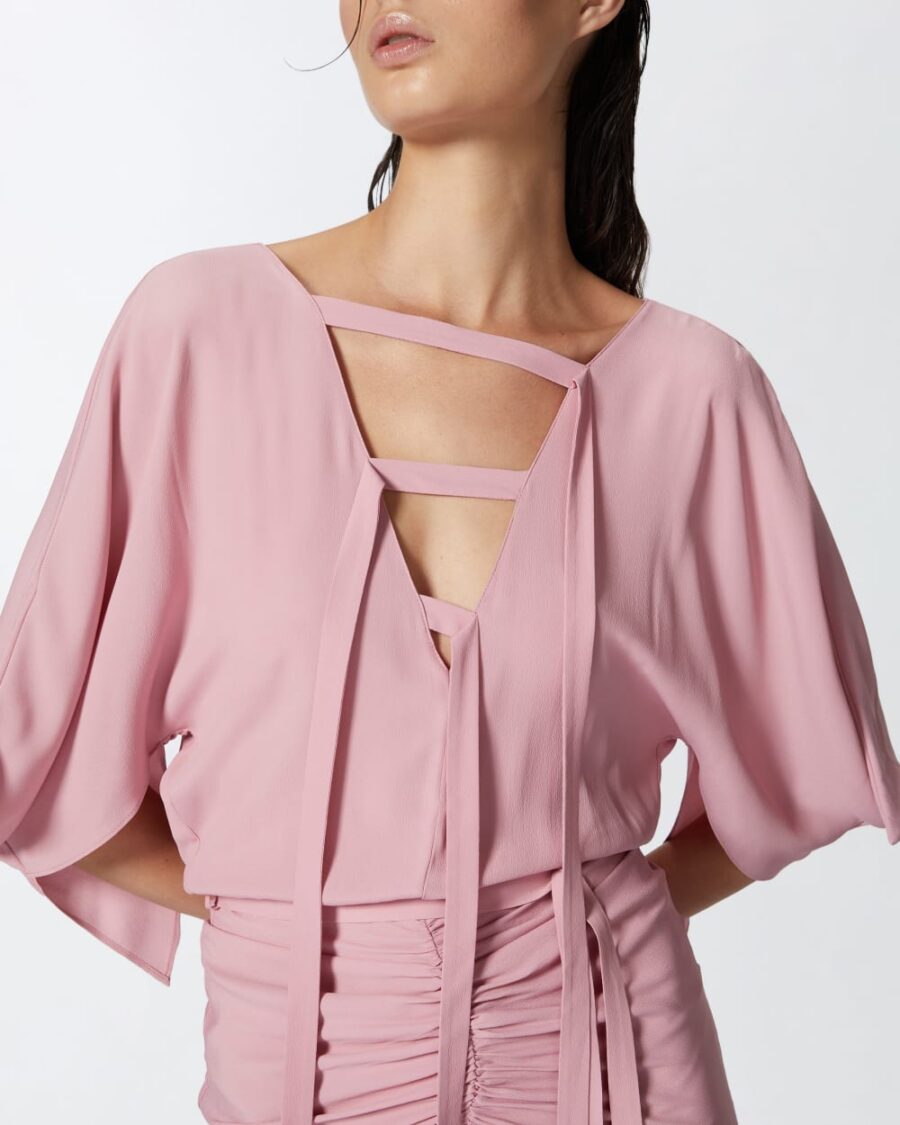 Long silk-blend crepe dress - Image 7