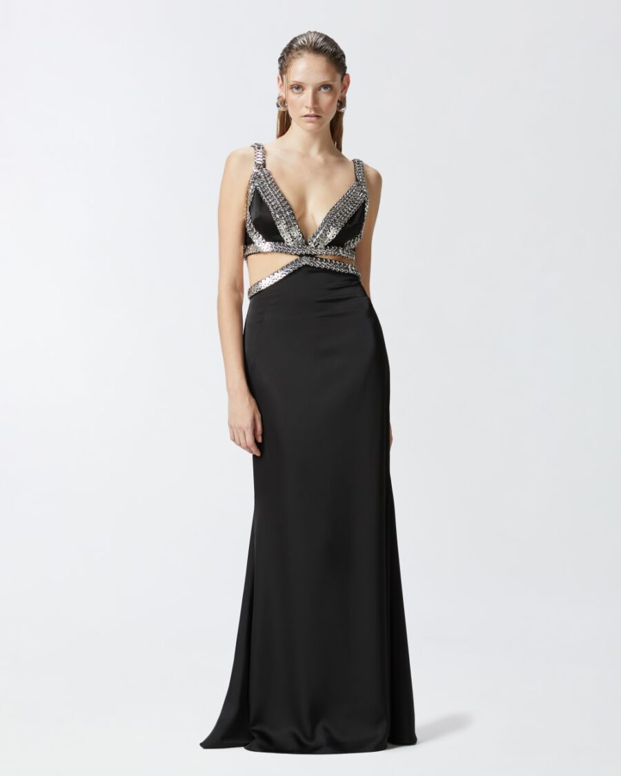 Elegant long dress with metallic embroidery - Image 4