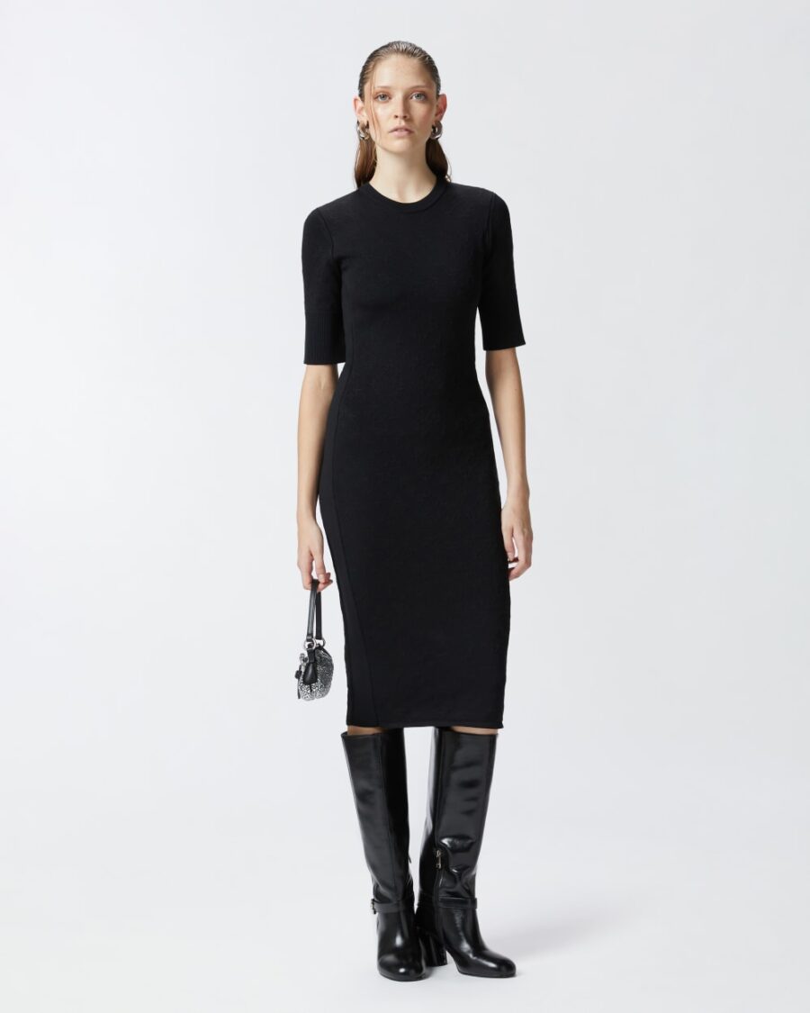Abito midi aderente in maglia nero limousine