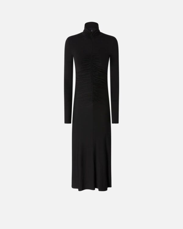 Abito midi in jersey con zip nero limousine