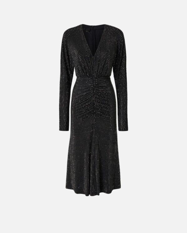 Fully rhinestoned jersey midi dress nero limousine