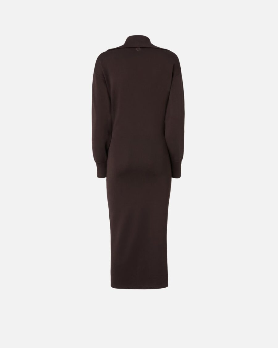 Abito midi in maglia collo alto con zip - immagine 2