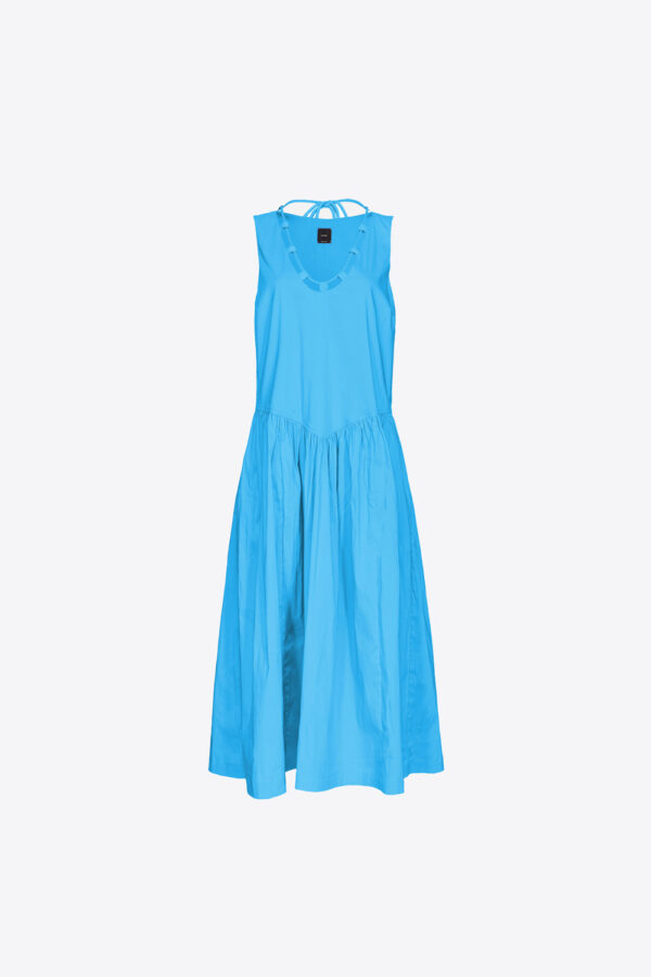 Abito midi in tecno popeline azzurro cielo