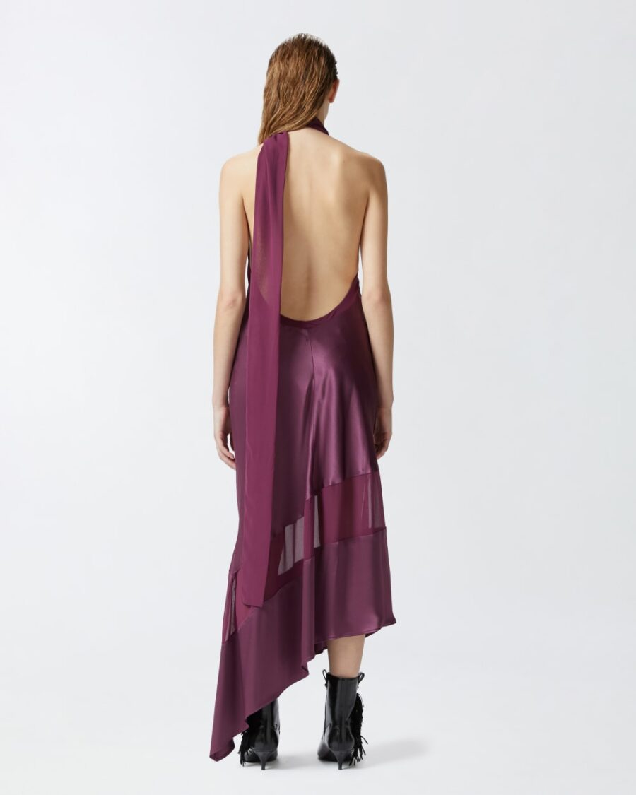 Abito schiena scoperta satin e georgette - immagine 4