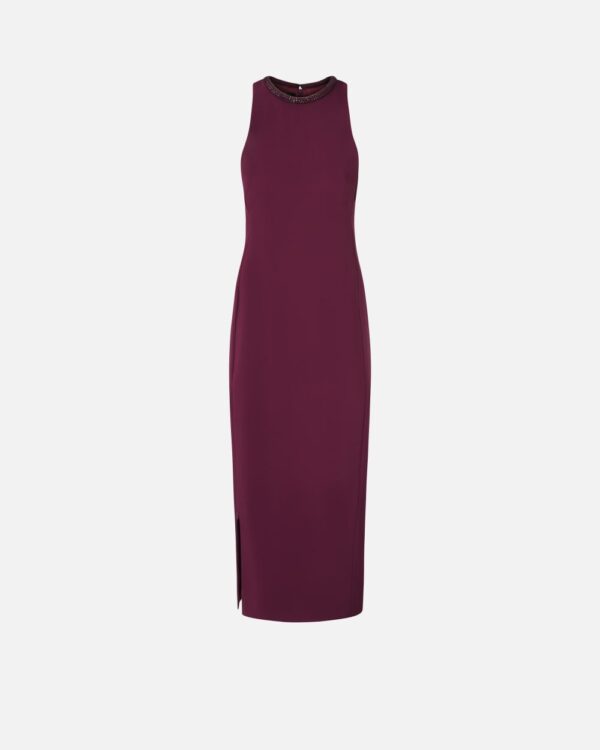 Black sheath dress with rhinestoned neckline vino d'uva