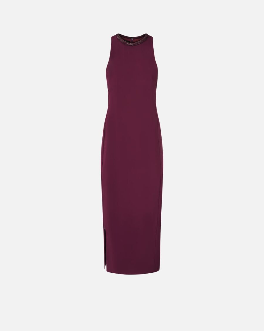 Black sheath dress with rhinestoned neckline vino d'uva