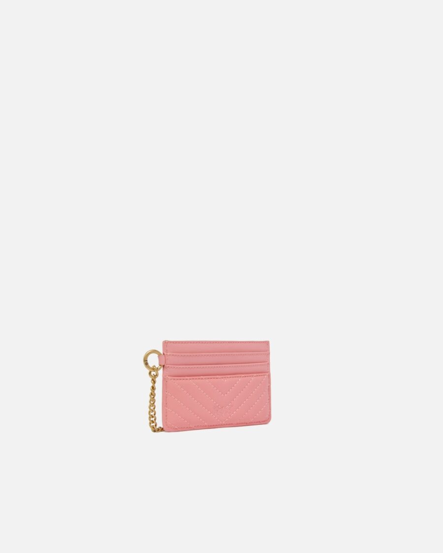 Accessorio porta carte in pelle matelassé con catenella - immagine 2