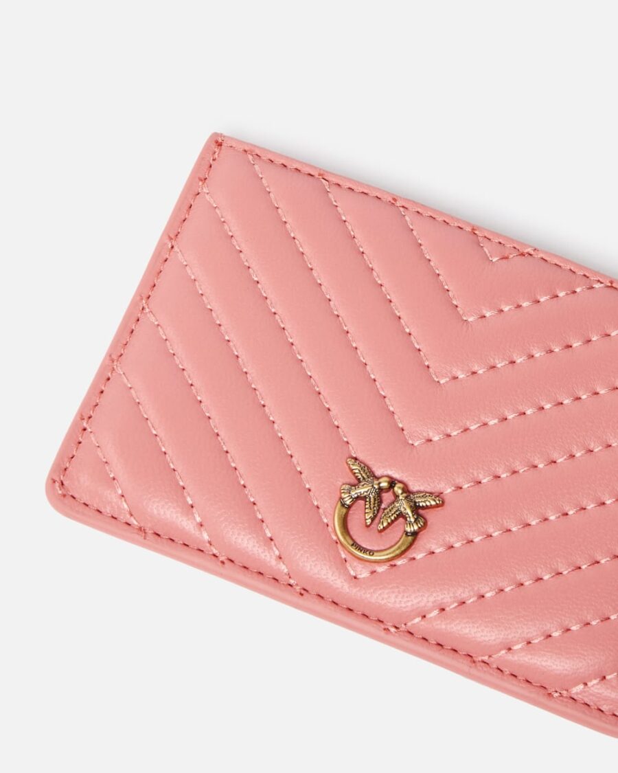 Accessorio porta carte in pelle matelassé con catenella - immagine 4