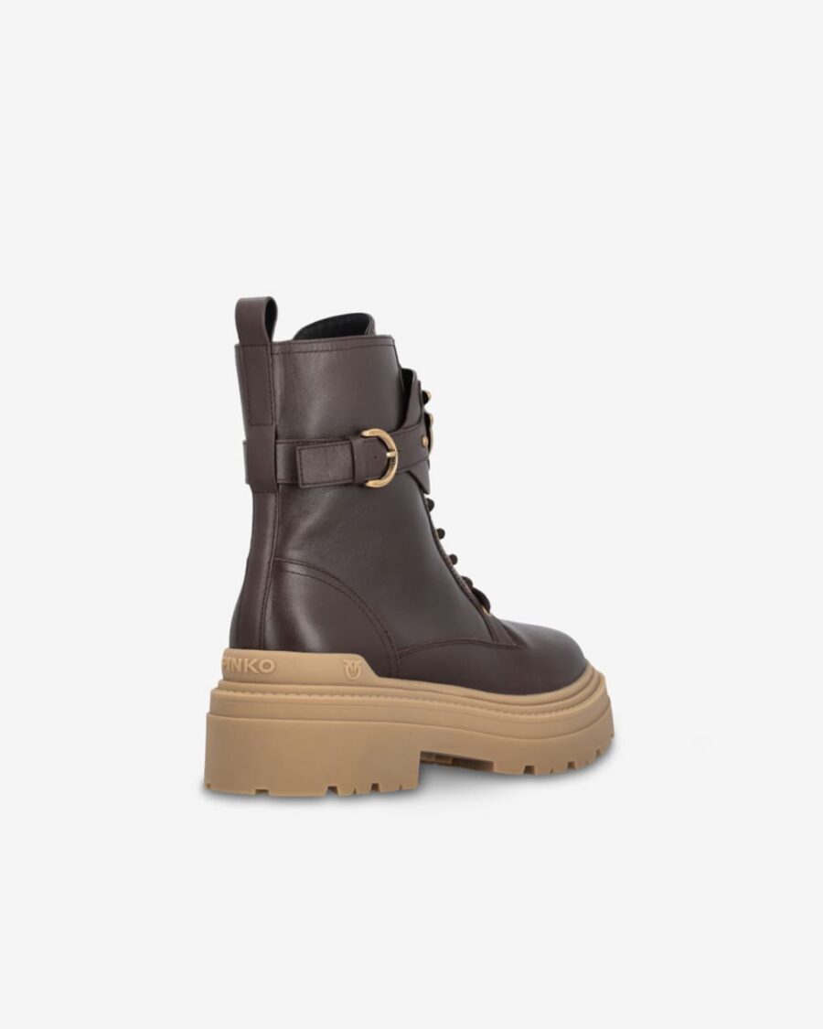 Leather combat boots with branded front strap - Image 3