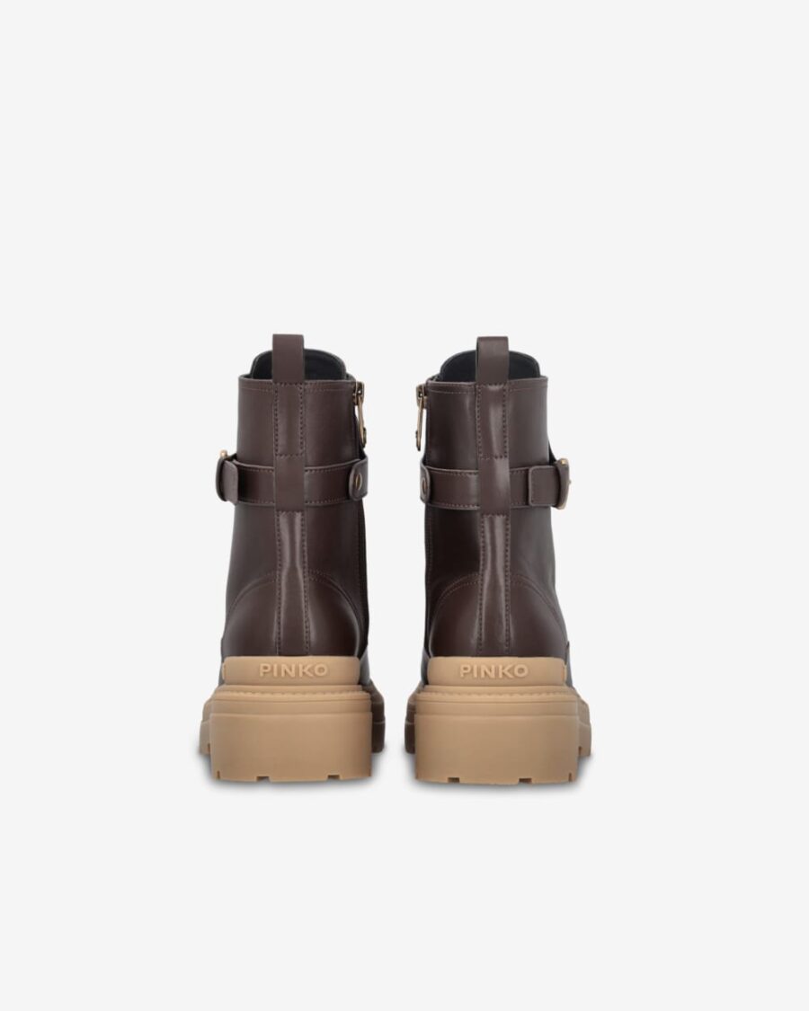 Leather combat boots with branded front strap - Image 7