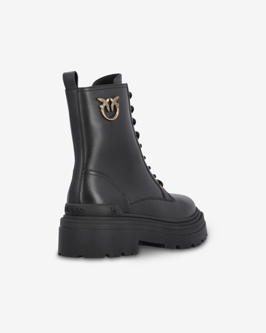 Anfibi in pelle con logo in metallo - immagine 3