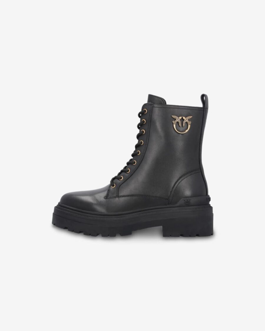 Anfibi in pelle con logo in metallo - immagine 5