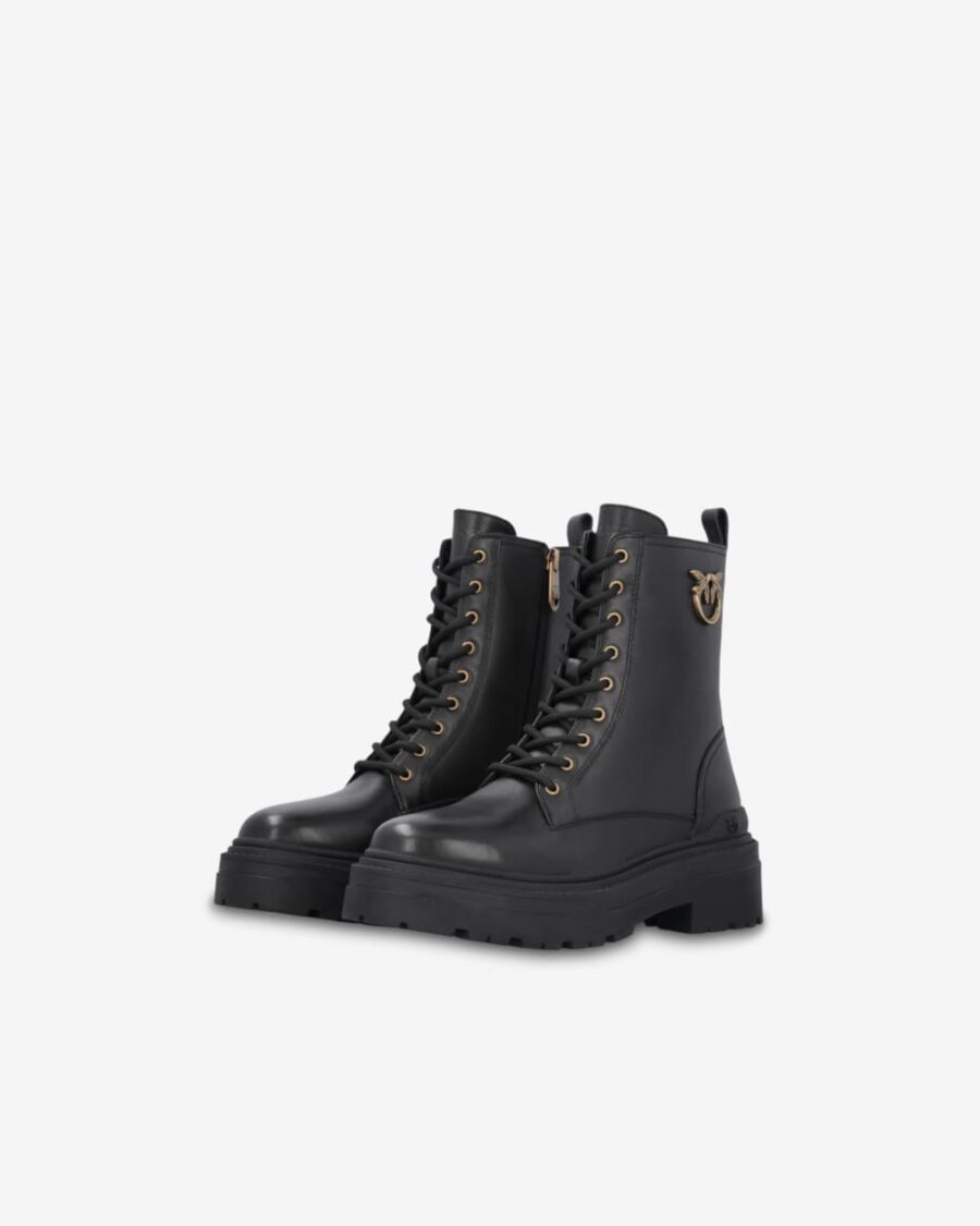 Anfibi in pelle con logo in metallo - immagine 6