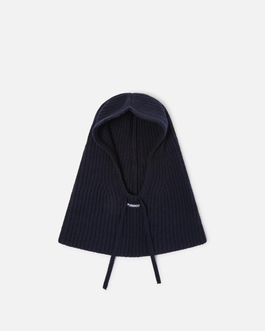 Ribbed cashmere-blend balaclava blu marino cupo