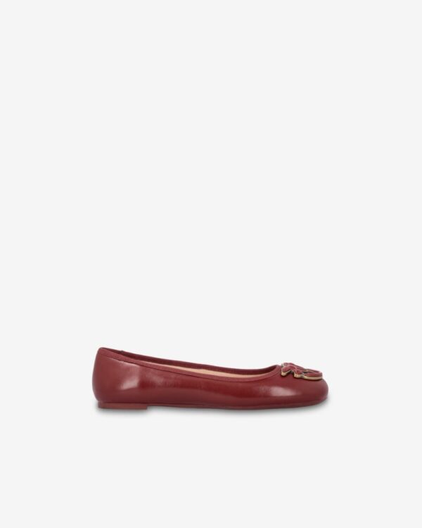 Ballerine in nappa con nastri rimovibili bordeaux