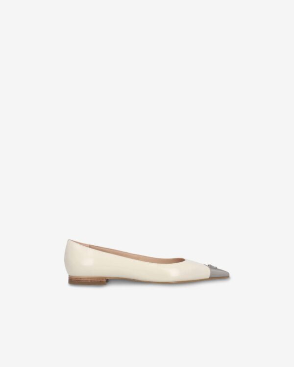 Ballerine in nappa con punta in metallo yogurt