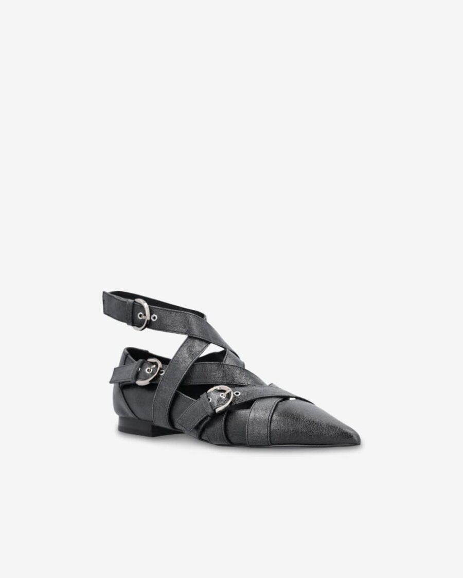 Slingback leather ballerinas with criss-crossing straps - Image 2