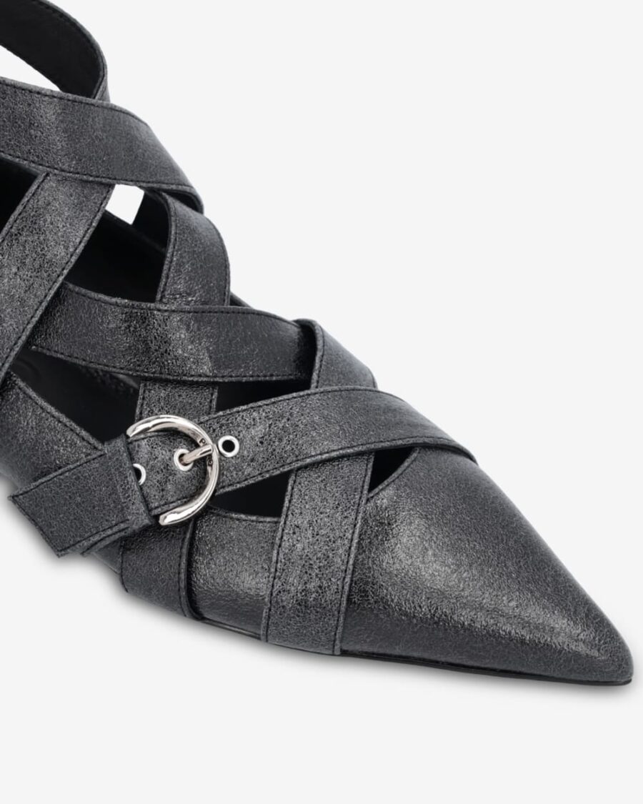 Slingback leather ballerinas with criss-crossing straps - Image 4