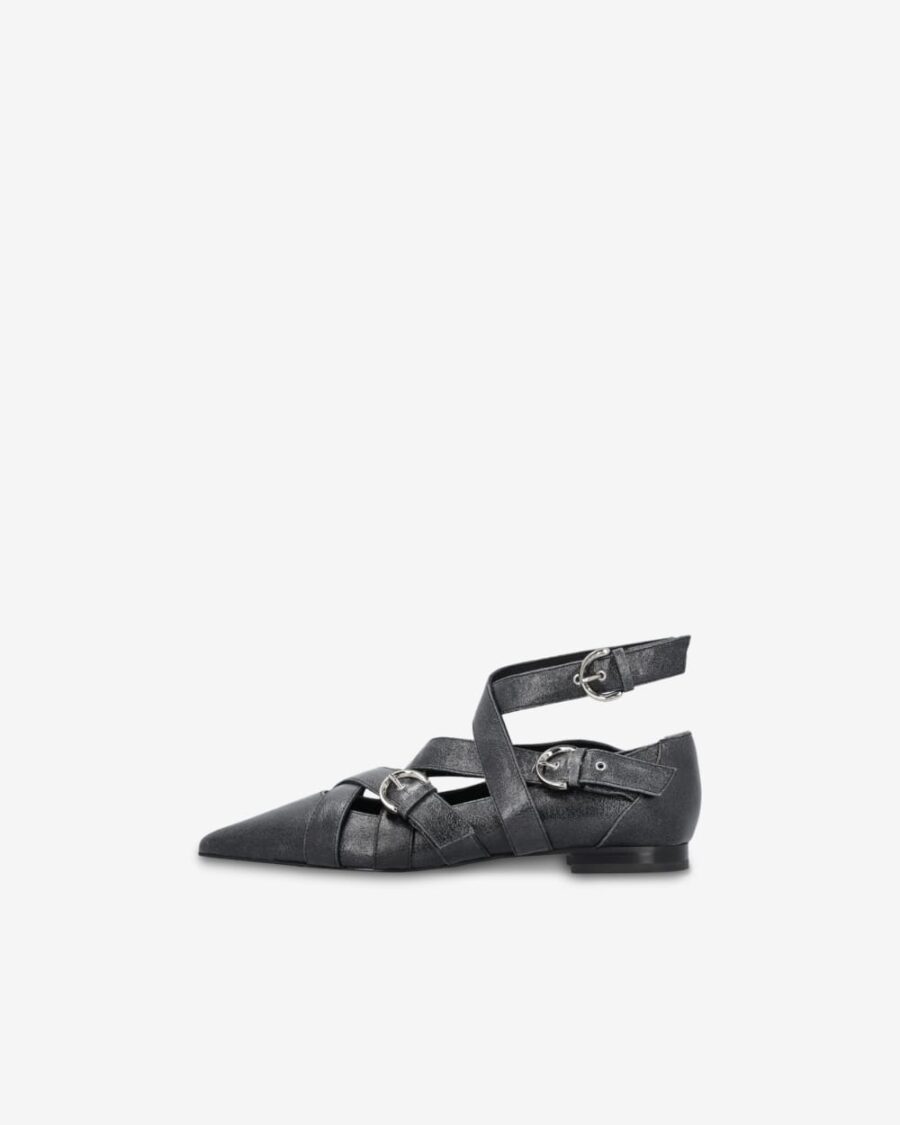 Slingback leather ballerinas with criss-crossing straps - Image 5